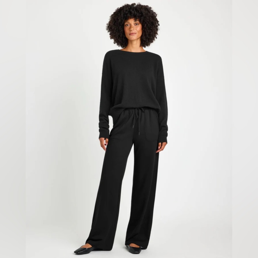 NWT Splendid Soft Fleece Plush Wide Leg Pant M Black